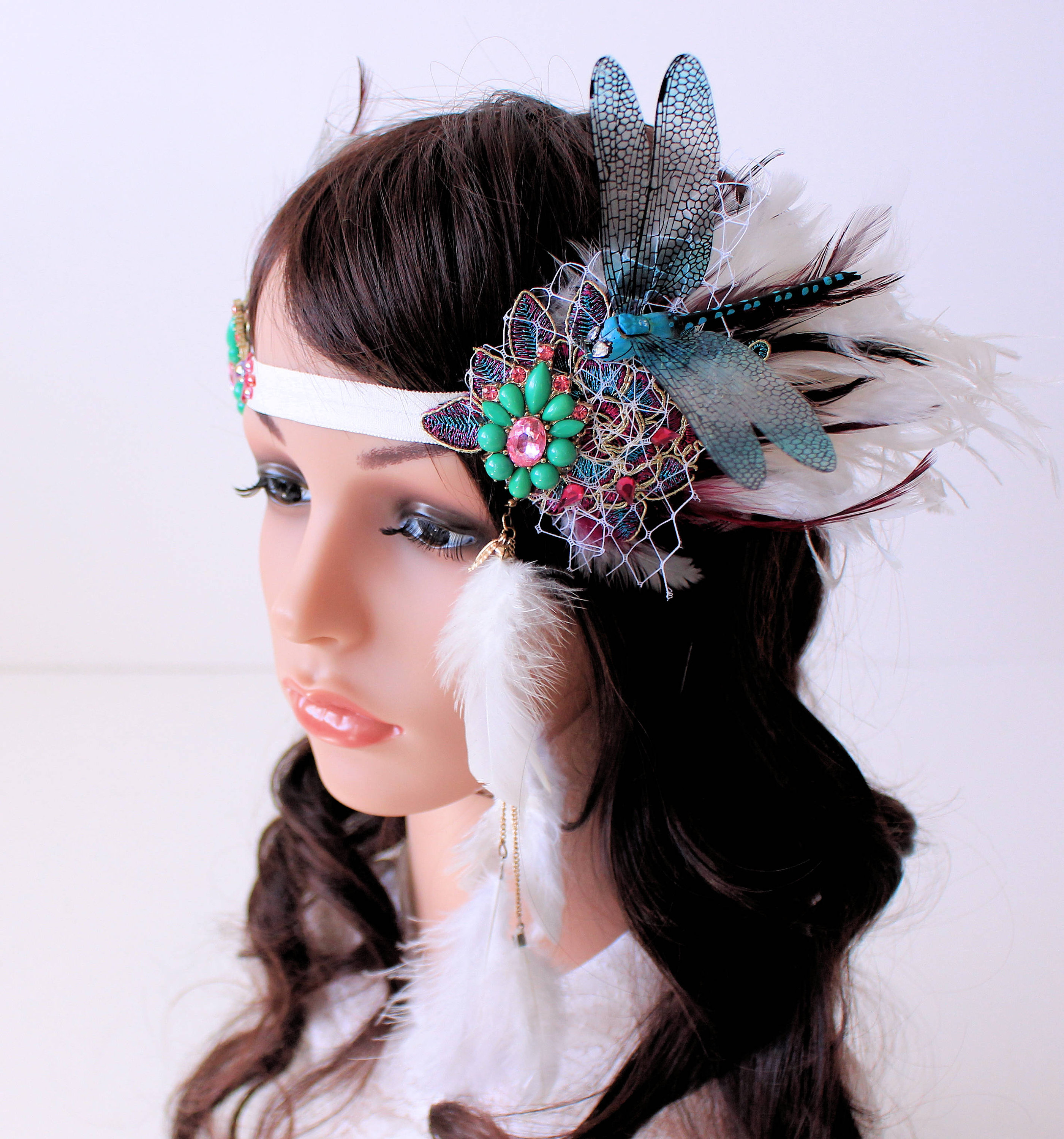 Burgundy Headband With Feathers - Etsy