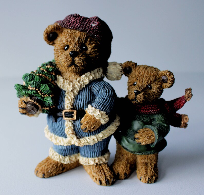 Vintage Teddy Bear Figurines Brown Bears Christmas Etsy
