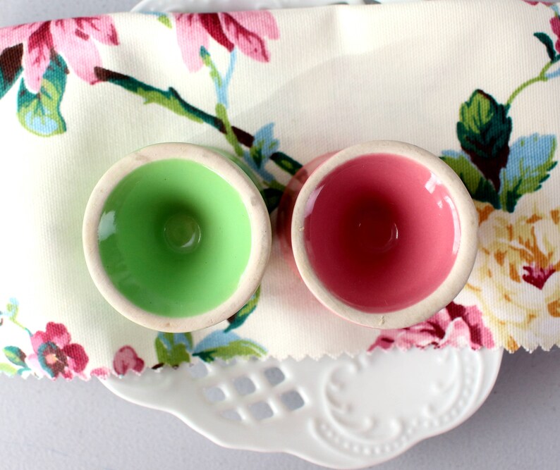 Vintage Egg Cup Holders Breakfast Egg Holders Ceramic Green Etsy Canada