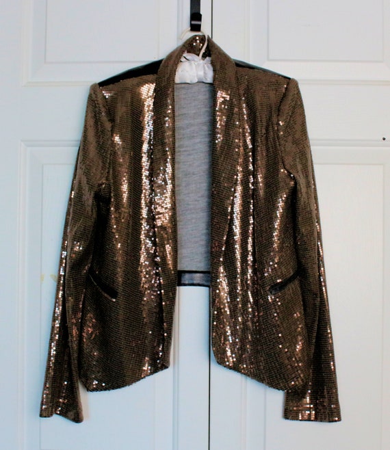 Vintage Sequin Jacket, Handmade Fabric and Faux L… - image 3