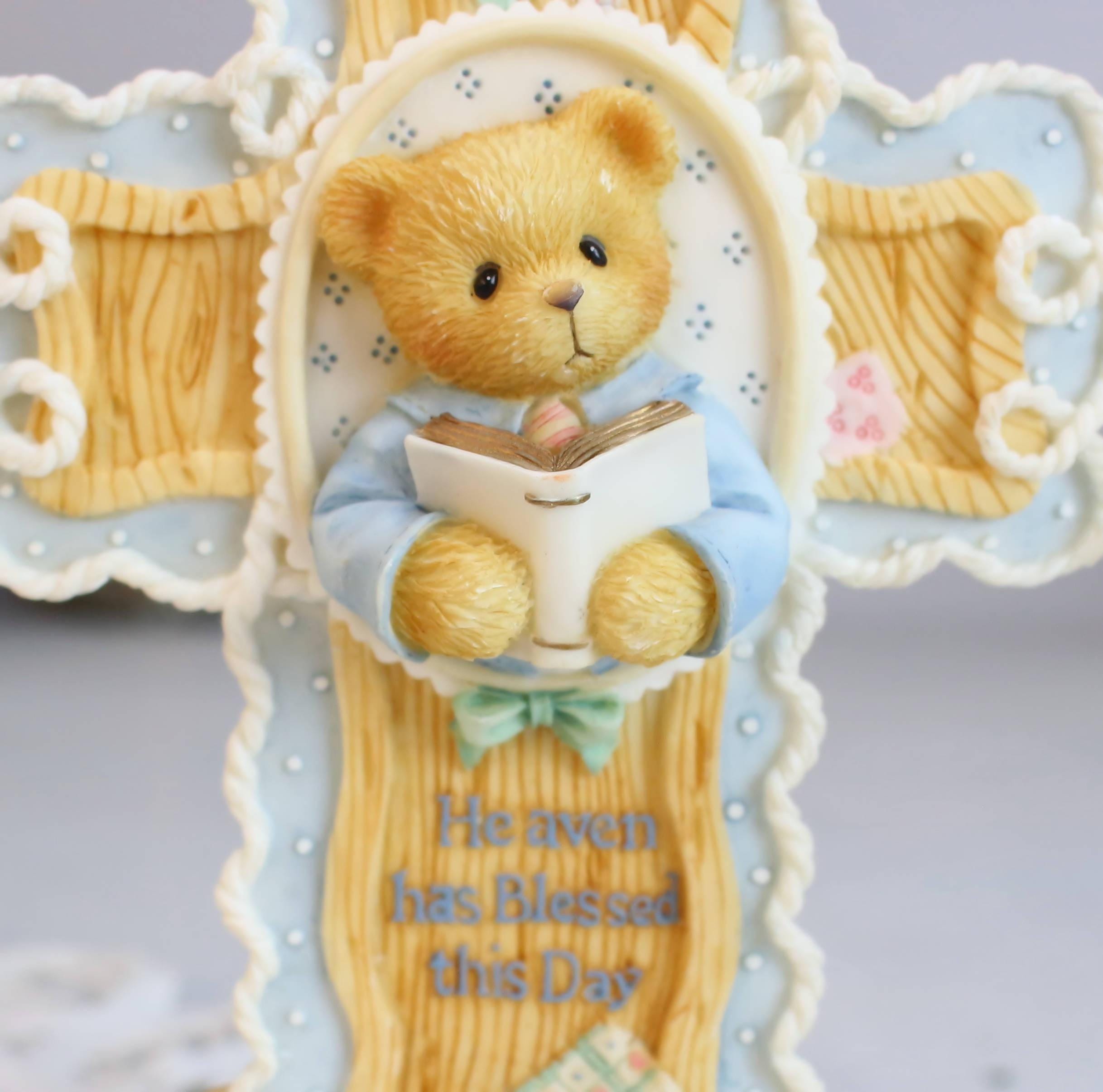 Vintage CHERISHED TEDDIES Cross 'heaven Has Blessed This Day' 1997