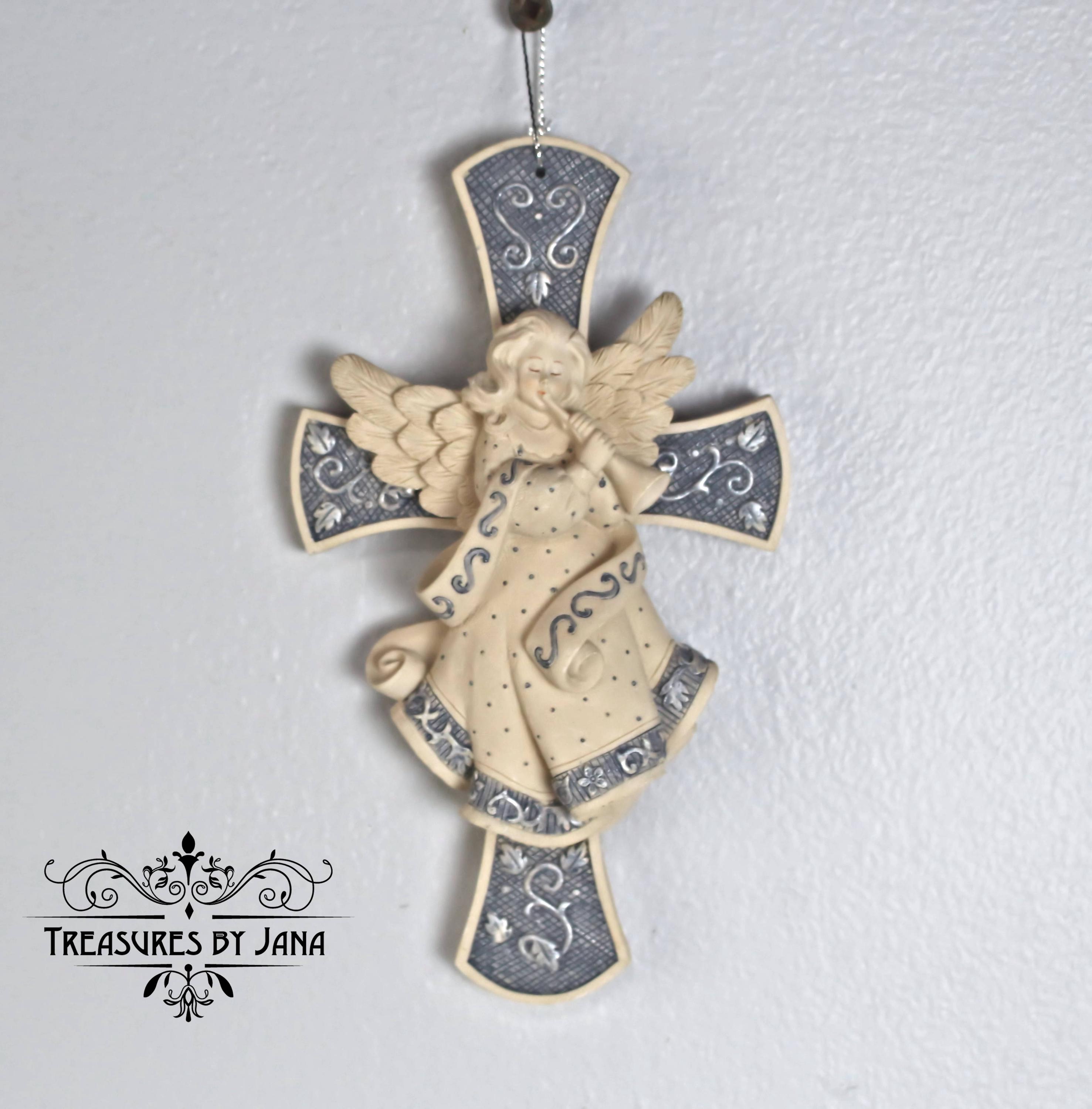 Sarah's Angels® 'joy' Cross Wall Hanging, Angel With Trumpet
