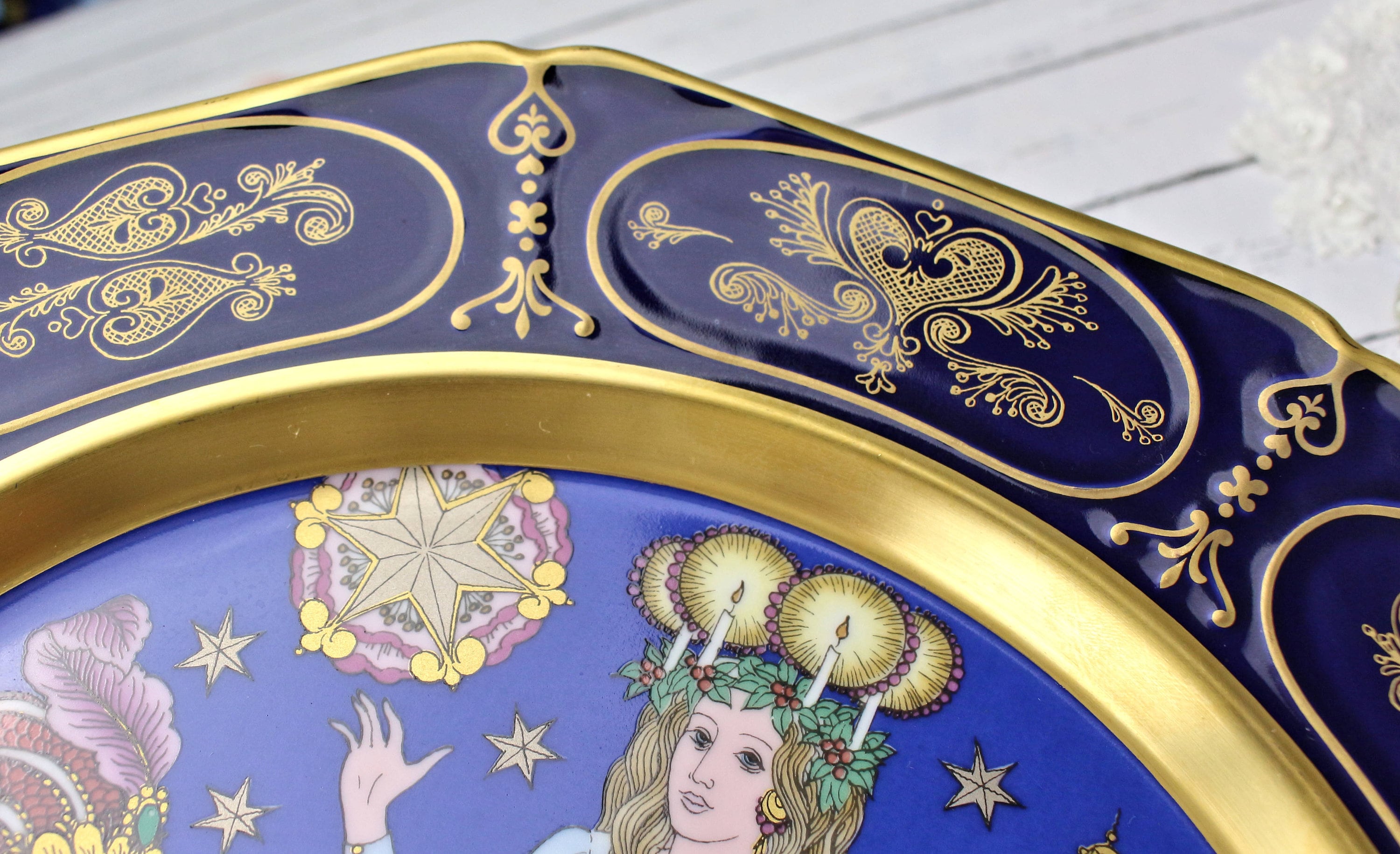 Hutschenreuther Christmas Plate 1979: Ole Winther Cobalt Porcelain