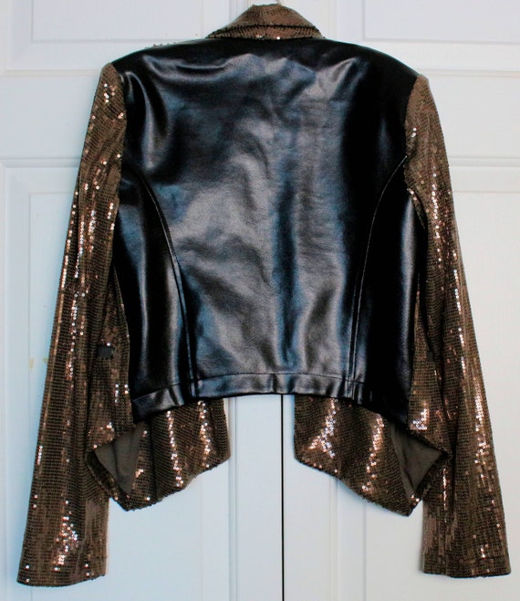 Vintage Sequin Jacket, Handmade Fabric and Faux L… - image 9