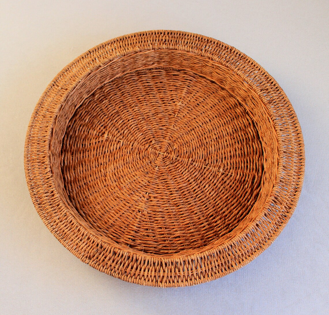 Ottoman Tray Large Wicker Tray Round Large Tray Wooden Etsy