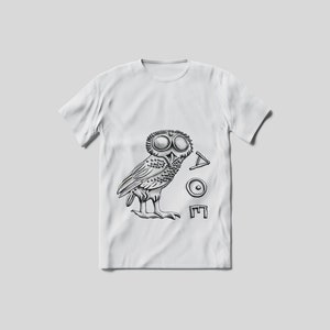 Impression numérique grecque antique hibou d'Athènes pour t-shirt, sac fourre-tout, impression de tasse, art mural