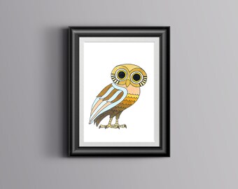 Athenian Owl Art Print: Ancient Greek Decor (Digital Download)