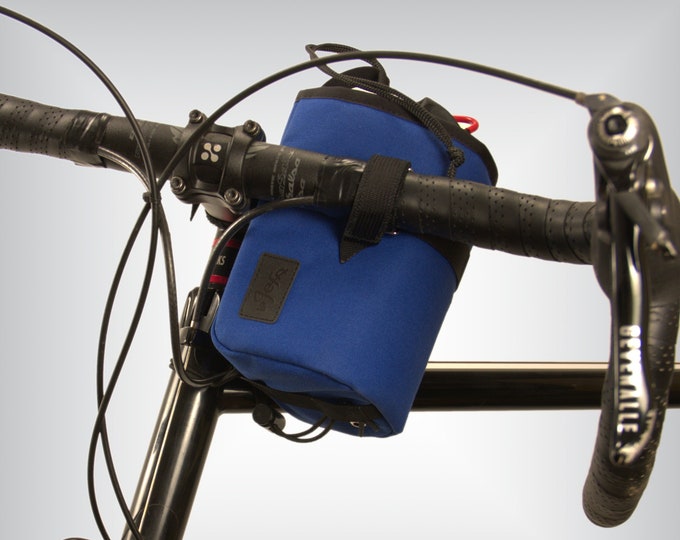 Padded stem bag for bikepacking / Handlebar snack bag for cycling / Feeder bike bag / Gift for cyclist / Canvas snackbag / Bike camera bag