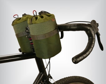 Padded stem bag for bikepacking / Feed bike bag / Handlebar snack bag for cycling / Gift for cyclist / Canvas snackbag / Bike camera bag