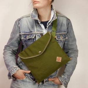 Canvas bag / Cotton bag / Bike bag / Crossbody bag / Shoulder Bag / Musette bag / Casual Bag / Everyday bag / Streetwear Bags / Cycling bag Olive