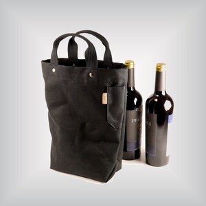 Wine bottles holder / Wine carrier / Waxed canvas wine tote / 2-bottles tote bag / Reusable bag for wine / Wine lover gift / For wine lovers