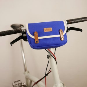Small canvas handlebar bike bag / Bar bag for bicycle / Gift for cyclist / EDC cycling bag / City bike seat bag image 2
