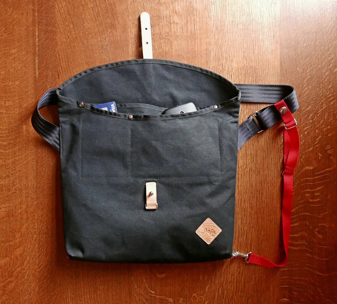 Slim messenger bag for cyclists waterproof canvas musette Etsy