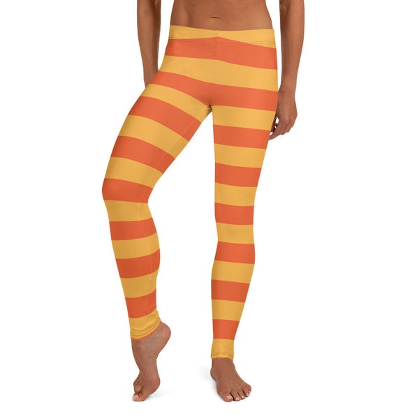 Orange and Gold Striped Leggings for Women Cosplay Halloween Theater Costume