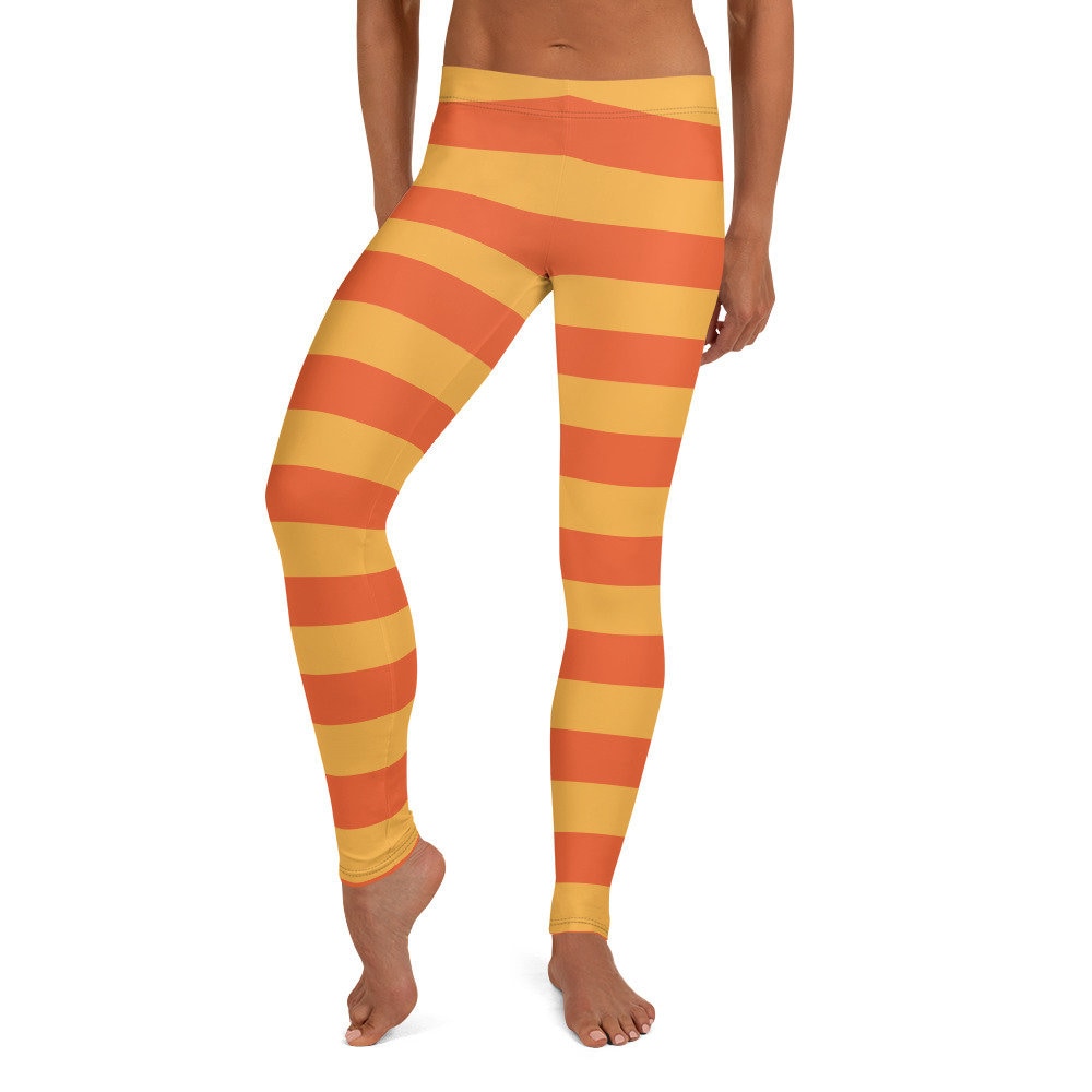 Orange and Gold Striped Leggings for Women Cosplay Halloween Theater  Costume 