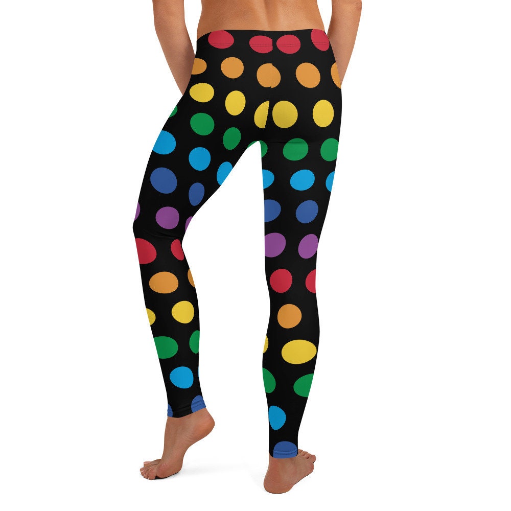 Rainbow Dots on Black Leggings for 