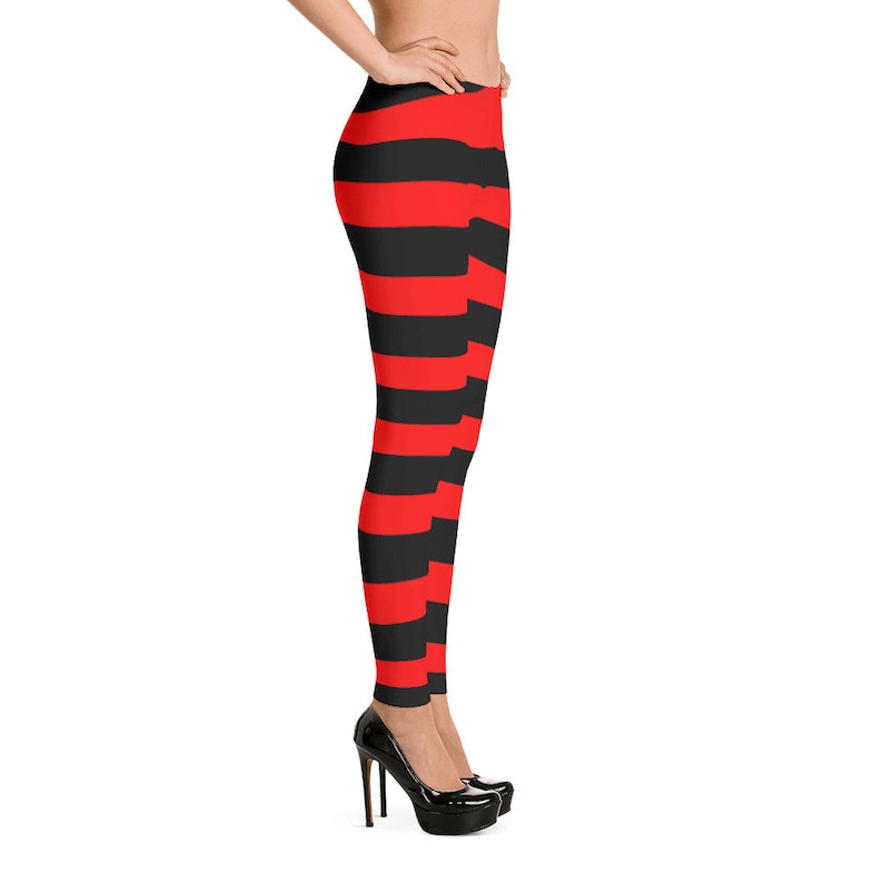 Red Black Narrow Striped Women/'s Leggings Easy Simple Halloween Costume Theater Play Character Witch Fun Funky