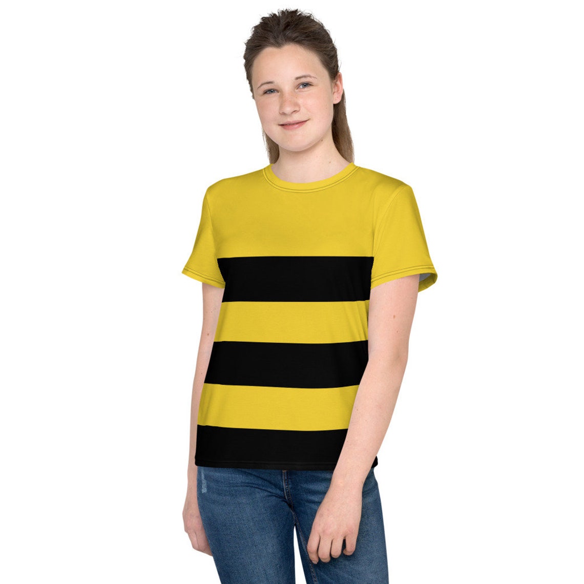 Bumble Bee Yellow Black Striped Kids Short Sleeve Shirt Easy Halloween ...