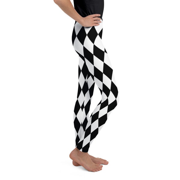 Black and White Harlequin Diamonds Toddler Youth Tween Teen Leggings Theater Dance Costume Funky Wardrobe