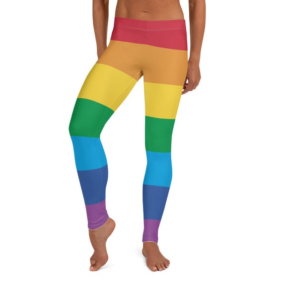 Rainbow Striped Leggings for Women Teen Girls Simple Easy