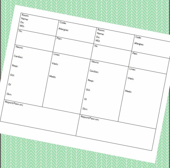 Nurse Admission Report Sheet