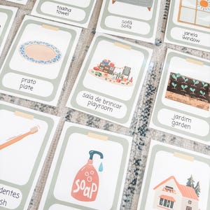 European Portuguese Flashcards- Rooms and Common Home Items, Bilingual learning tools