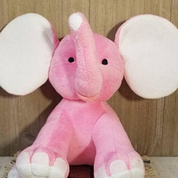 DIY Blank Elephant Plush Toy, Personalization Stuffed Animal, HTV, Sublimation, Embroidery, Blue, Pink, Gray, Baby Gift, Newborn