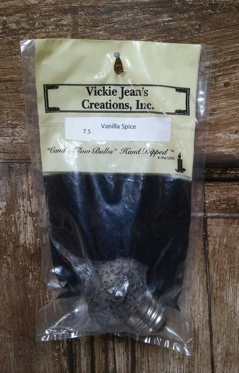 Vanilla Spice Hand Dipped Vicki Jean\u2019s Creations Candle Glow Bulb Standard Medium Base 7.5Watt