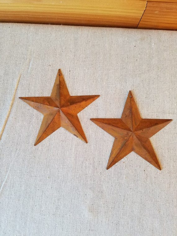 3 5 Inch Rusty Tin Barn Stars 2 Pk Primitive Rustic Stars Etsy