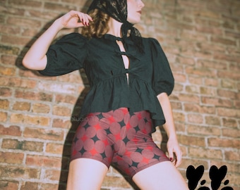 STARDUST CIRCUS Bike shorts - Burgundy Diamond  - Festival outfit - Clown core - Retro Mid Century | Studio yeye