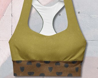 GEOMETRIC ZEN - Recycled Sports BRA / Geometric Minimalist design, Matching set with leggings, High impact bra, Secure fit, Studio Yeye