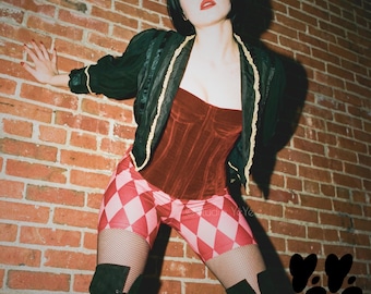 HARLEQUIN DIAMOND Bike Shorts - Cherry Red Pink Circuscore