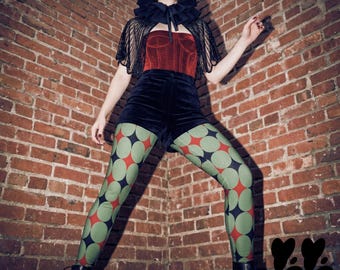 STARDUST CIRCUS Leggings / Retro circus theme tights, Vintage clown core, Mid-century | Studio YéYé