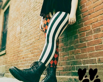 HARLEQUIN JESTER Plus Size Leggings – Red Retro Clowncore Tights, 2XL-6XL