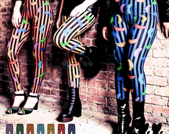 Leggings RAINBOW BANANA - Estampado de plátano con rayas arcoíris - 7 colores disponibles - Medias unisex LGBTQ+ Pride / Studio Yeye