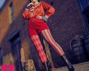 HARLEQUIN JESTER Leggings - PINK - Vintage circus tights, Jester clown core costume | Studio Yeye