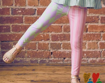 Leggings para bebés y niños pequeños HARLEQUIN JESTER - PRIMAVERA / Payaso retro, disfraz de circo antiguo, conjunto para mamá e hija, conjunto familiar a juego / Studio yeye