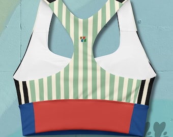 CARNIVAL STRIPE - Recycled Sports Bra / Geometric design, Matching set with leggings, High impact bra, Secure fit, Studio Yeye
