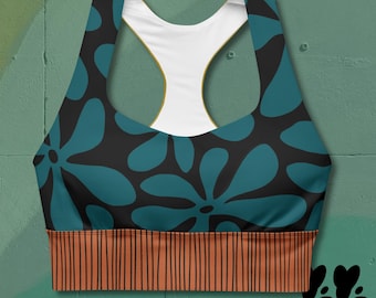 VINTAGE MAUI - Recycled Sports Bra / Retro fitness outfit, Matching set with leggings, High impact bra, Secure fit, High quality, Yeye