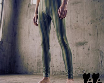 CIRCUS CIRCUS - GREEN Stripe - Mens Leggings / Retro Striped tights, Clown costume, Circus theme pants | Studio yeye