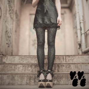 DARK GOTHIC DAMAST Leggings | Vintage Barock Muster Strumpfhose | Gothic Romantisches Outfit | -Studio Yeye