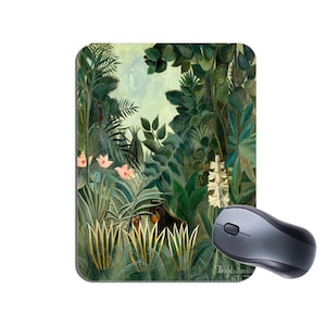 Der äquatoriale Dschungel Henri Rousseau Mouse Mat Mousepad. Vintage Classic French Art Poster Hochwertige Computer MausPad Malerei Geschenk