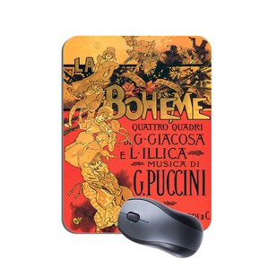 LA BOHEME プッチーニ オペラ ポスター マウス マット マウスパッド。アドルフォ ホーエンシュタイン クラシック音楽 高品質マウスパッド