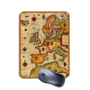 Vintage Seekarte Europas Maus Mat Mousepad. 1583 Navigations Maritime Karte Hochwertiges Mauspad Geschenk