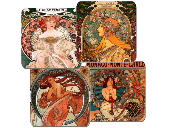 Set di 4 sottobicchieri in sughero retrò glamour