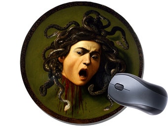 Caravaggio Medusa Round Mouse Mat Mousepad. High Quality Round Mouse Pad Italian Renaissance/Baroque Art Gift