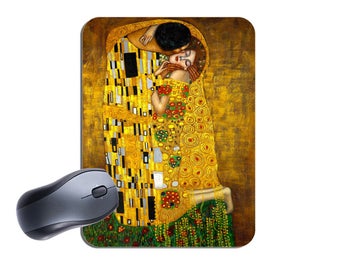 Gustav Klimt The Kiss Mouse Mat Mousepad. High Quality Vintage Art Nouveau Print Computer Mouse Pad. Gift Birthday Gift