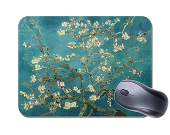 Alfombrilla para ratón con diseño de almendro floreciente de Vincent Van Gogh. Alfombrilla de ratón de ordenador de alta calidad, obra maestra Vintage de Bellas Artes, regalo de pintura