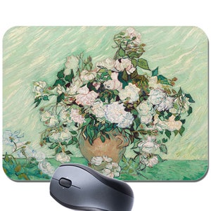 May include: A painting of a bouquet of white roses in a vase. The roses are painted in a vibrant style with thick brushstrokes, creating a textured effect. The background is a soft green.