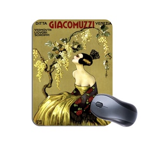 Vintage Giacomuzzi Vermouth poster Mouse Mat Bar Mousepad. Italian Venice Ad Art. Classic 1920s Advertising Poster High Quality Mouse Pad